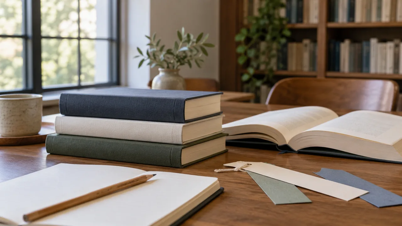 Livros de filosofia, marcadores e lápis sobre uma mesa de leitura.