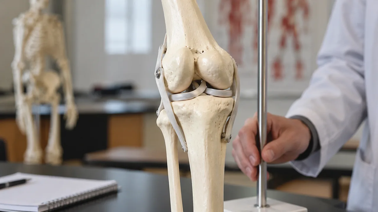 Modelo articulado de una extremidad inferior utilizado para estudiar la rodilla.