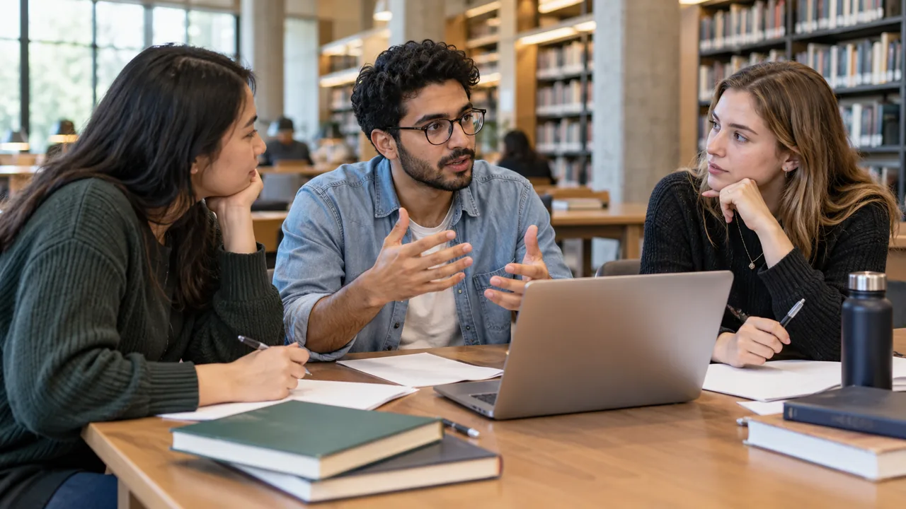 Estudiantes contrastan ideas sobre una pregunta de investigación.